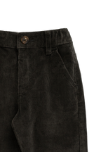Pantalon Classique en Coton Basalte avec Taille Élastiquée et Poches Avant