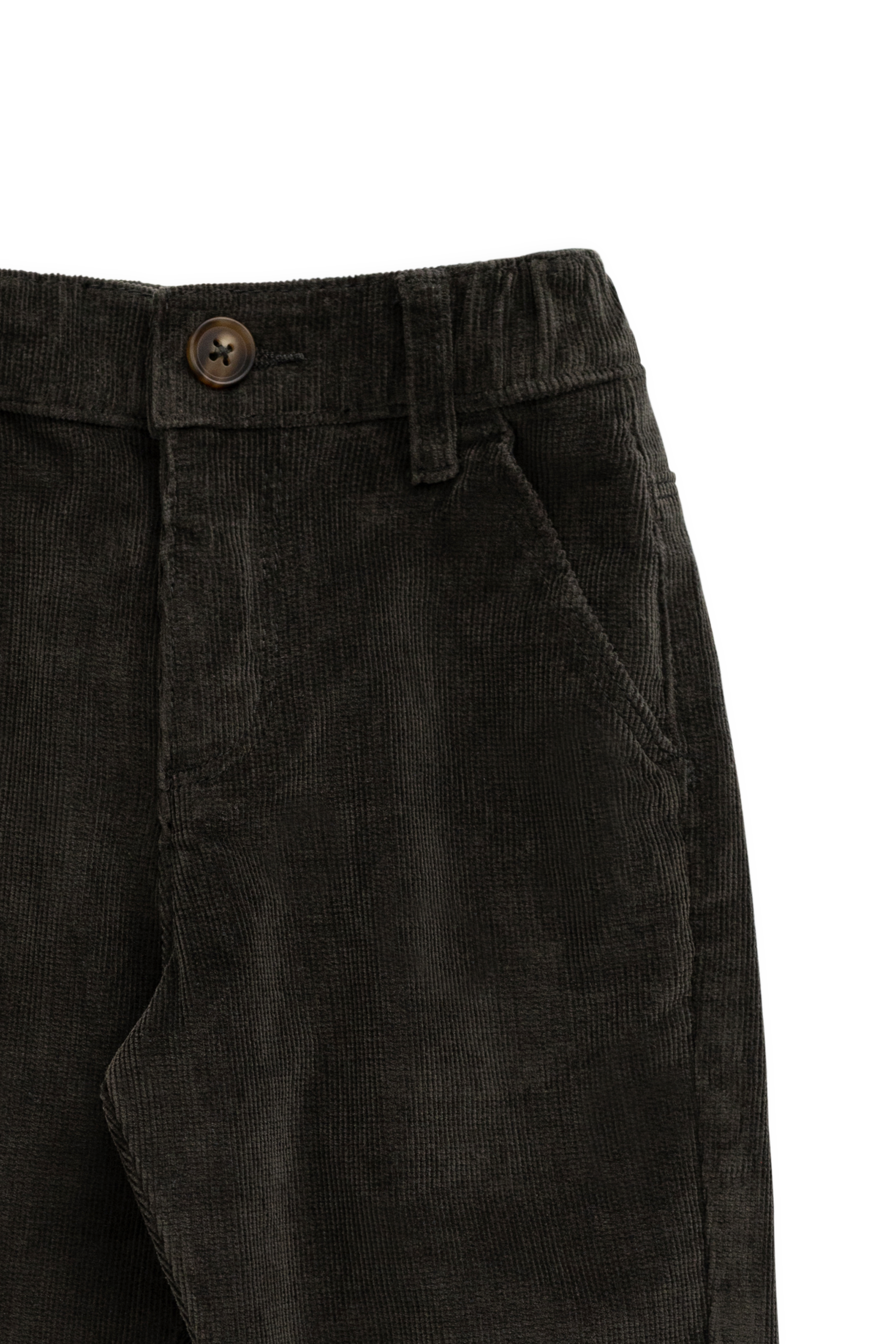 Pantalon Classique en Coton Basalte avec Taille Élastiquée et Poches Avant
