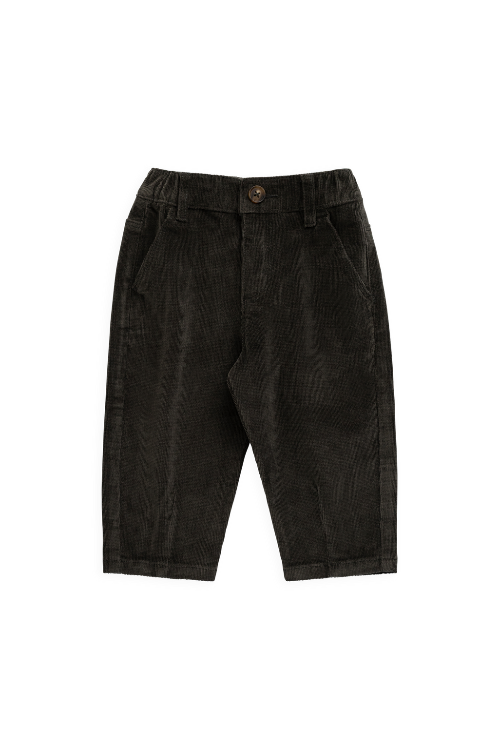 Pantalon Classique en Coton Basalte avec Taille Élastiquée et Poches Avant
