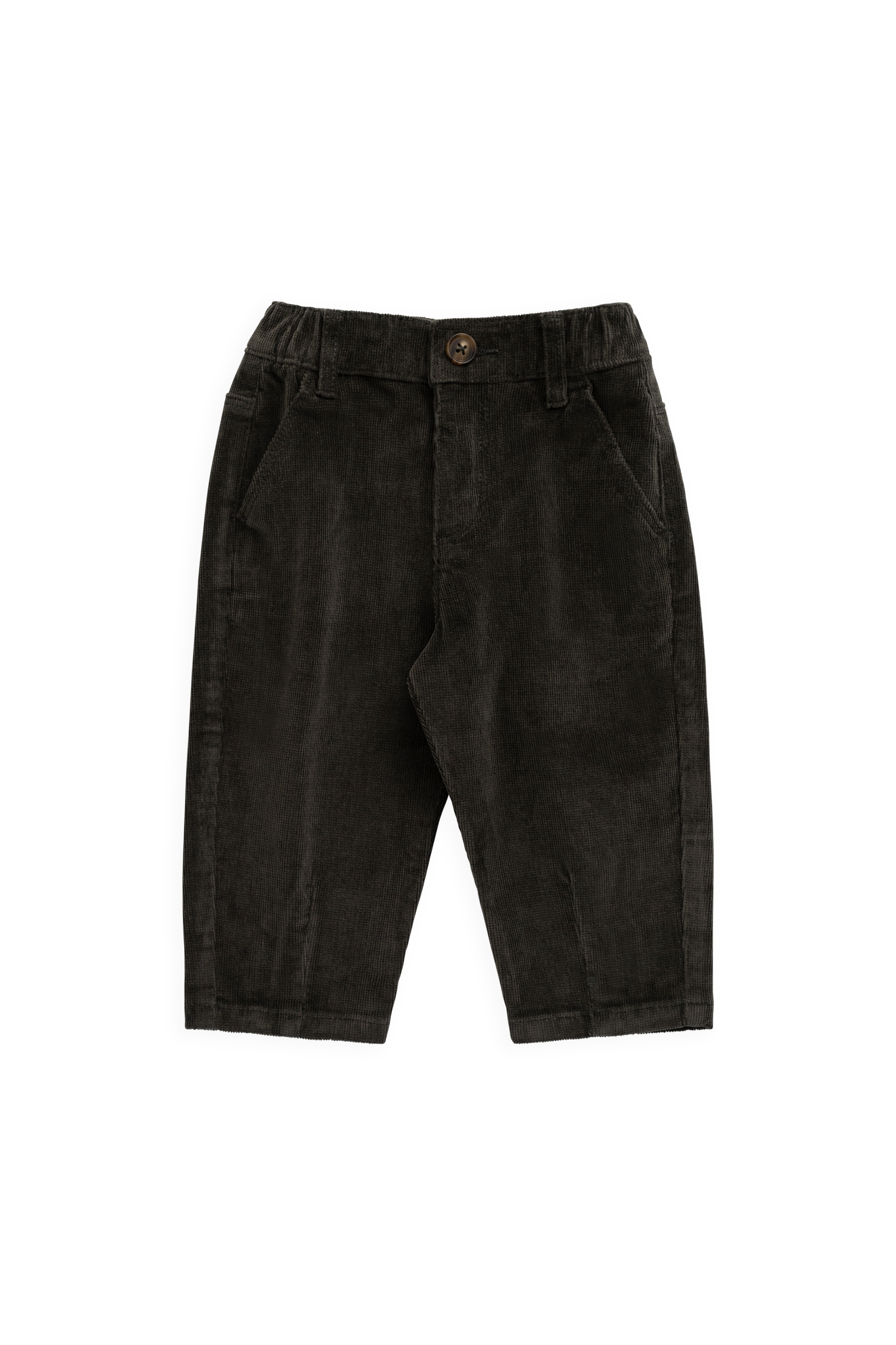 Pantalon Classique en Coton Basalte avec Taille Élastiquée et Poches Avant