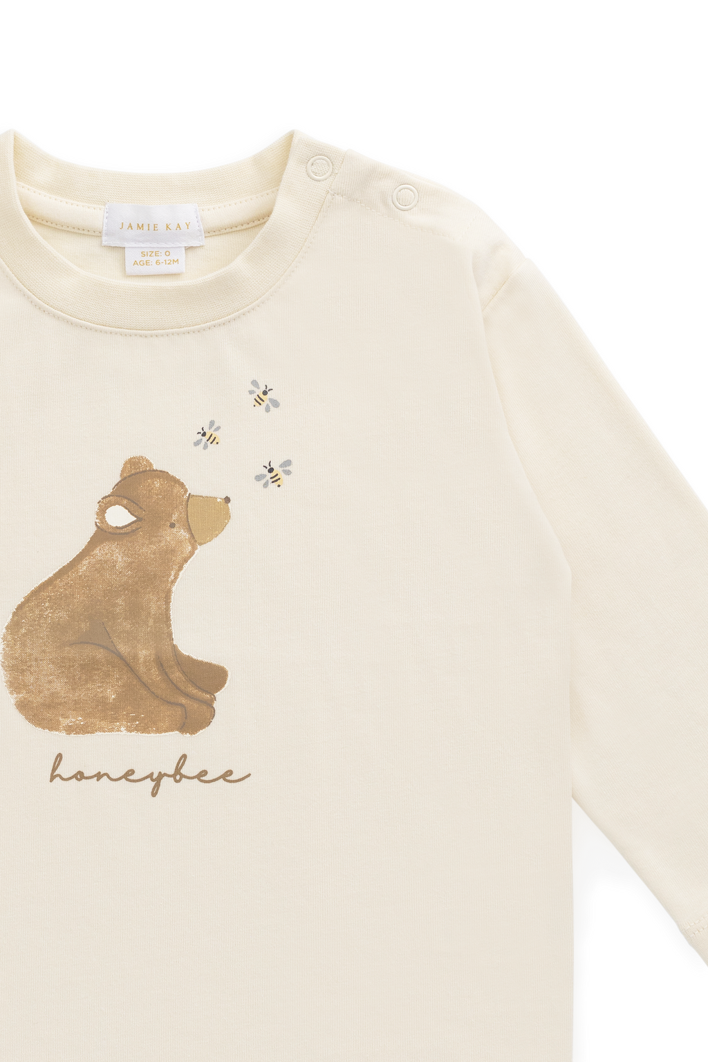 Haut à manches longues en coton biologique Classic Cloud avec motif abeille et coupe décontractée