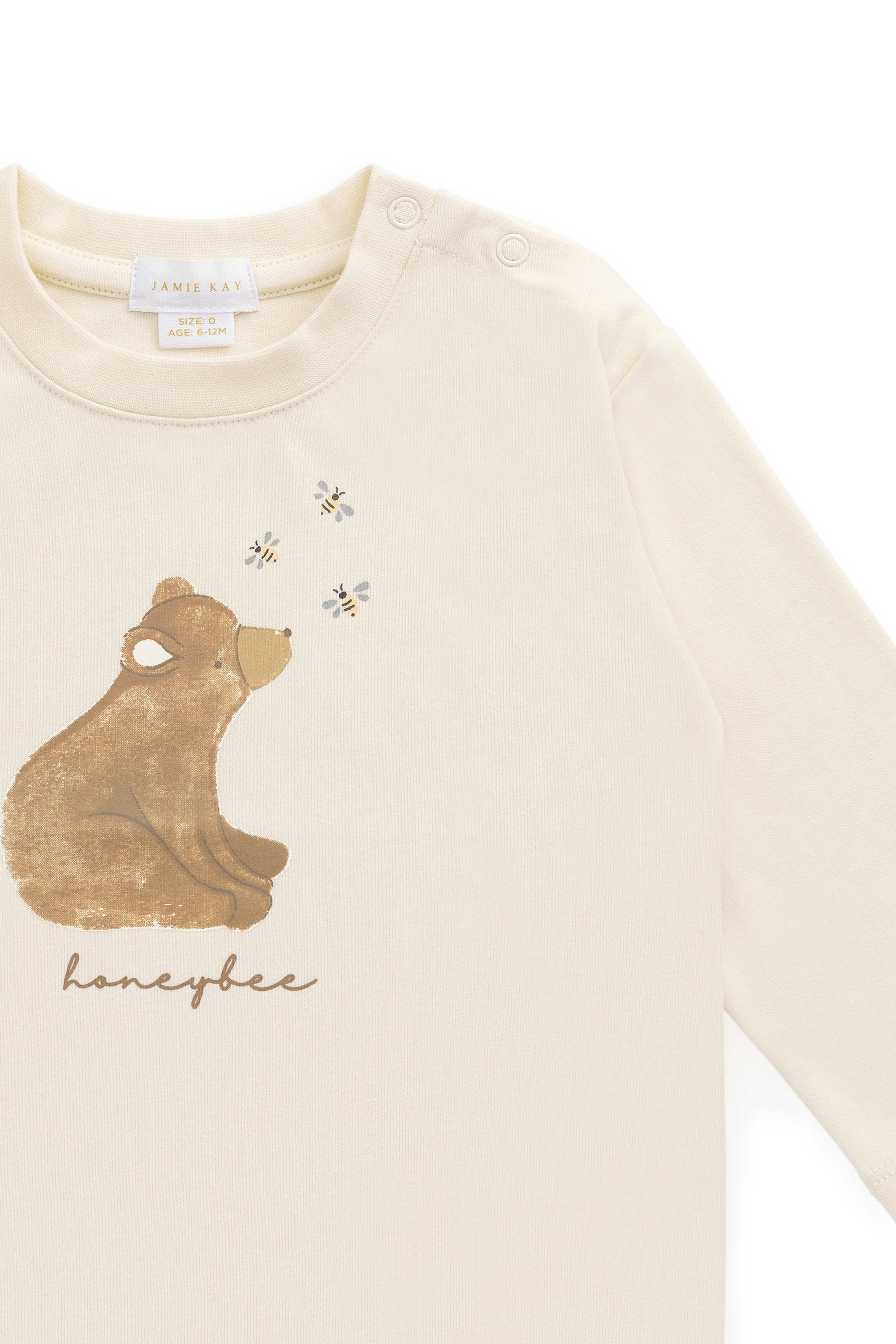 Haut à manches longues en coton biologique Classic Cloud avec motif abeille et coupe décontractée