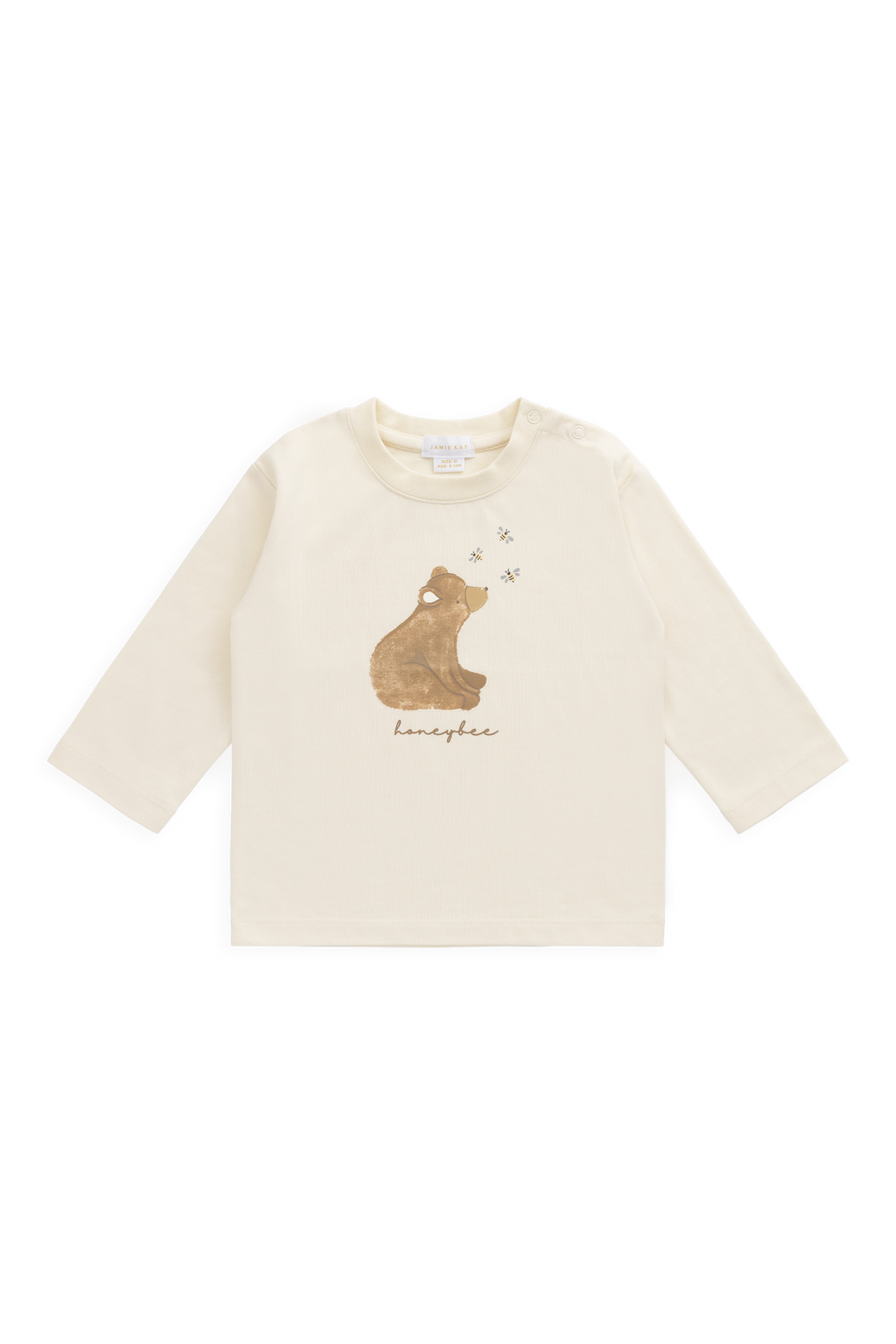 Haut à manches longues en coton biologique Classic Cloud avec motif abeille et coupe décontractée