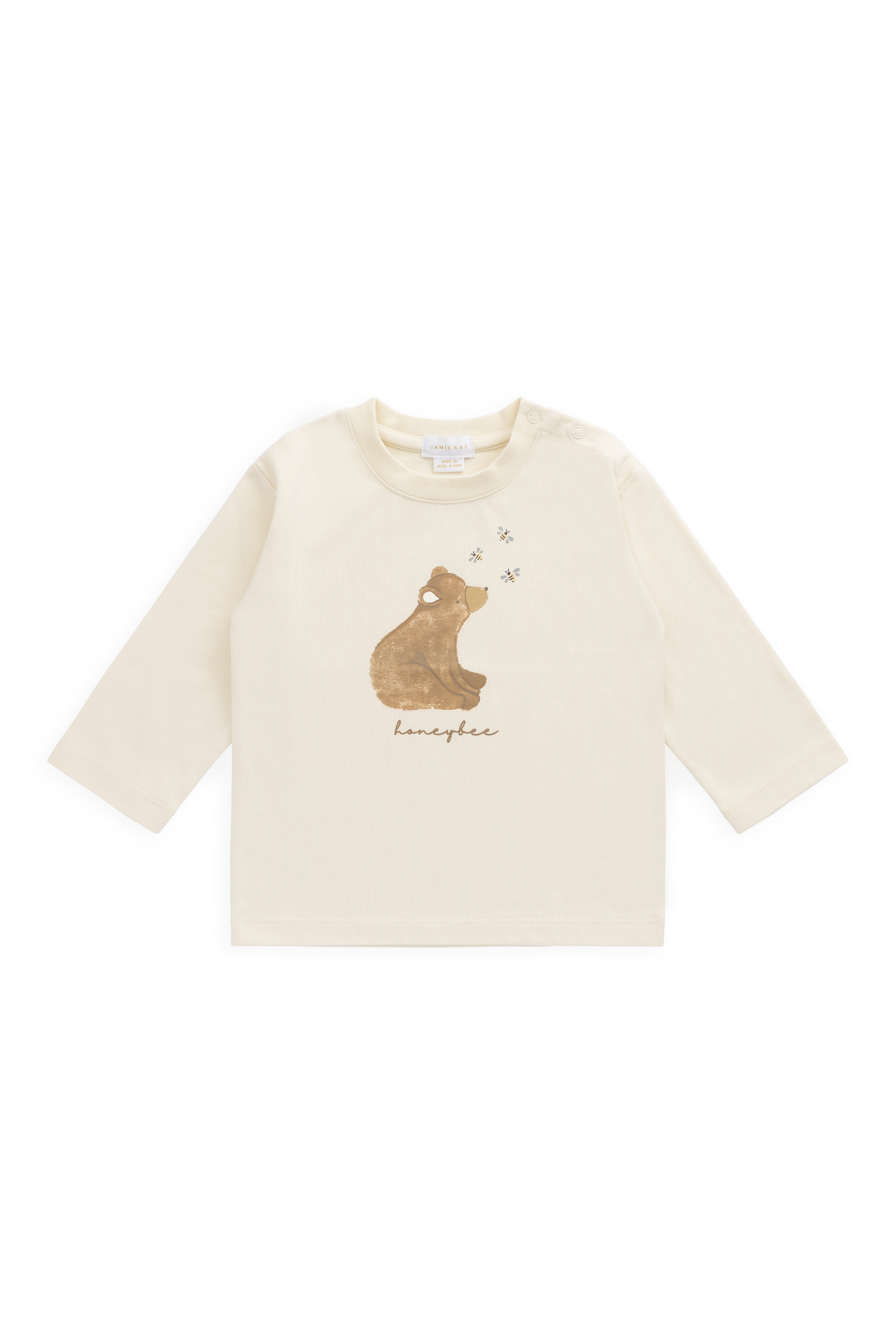 Haut à manches longues en coton biologique Classic Cloud avec motif abeille et coupe décontractée