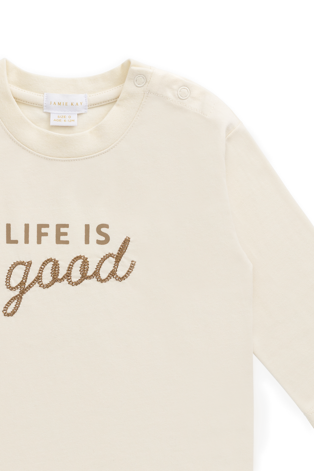 Haut à manches longues en coton biologique Classic Cloud avec imprimé Life is Good et coupe décontractée