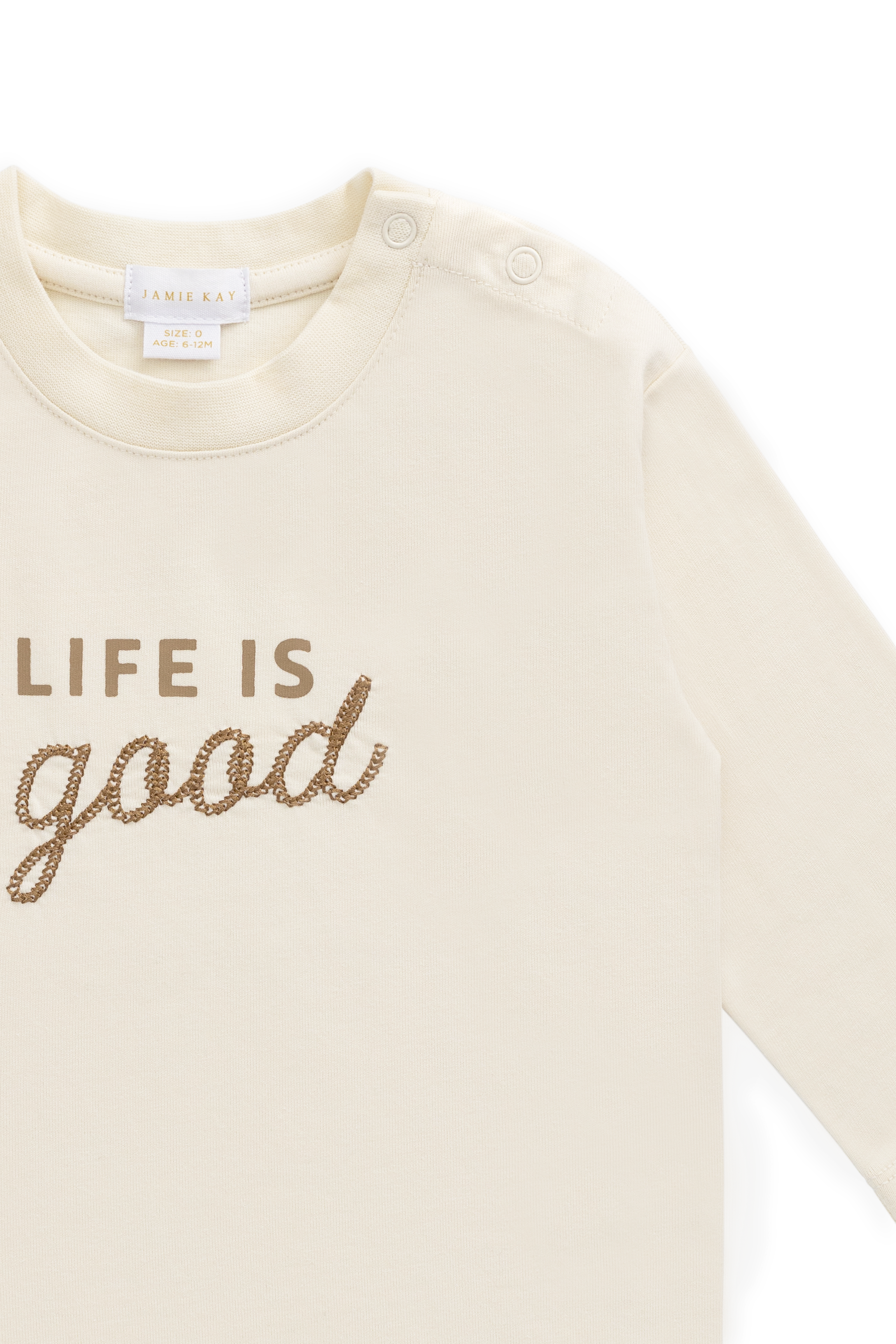 Haut à manches longues en coton biologique Classic Cloud avec imprimé Life is Good et coupe décontractée