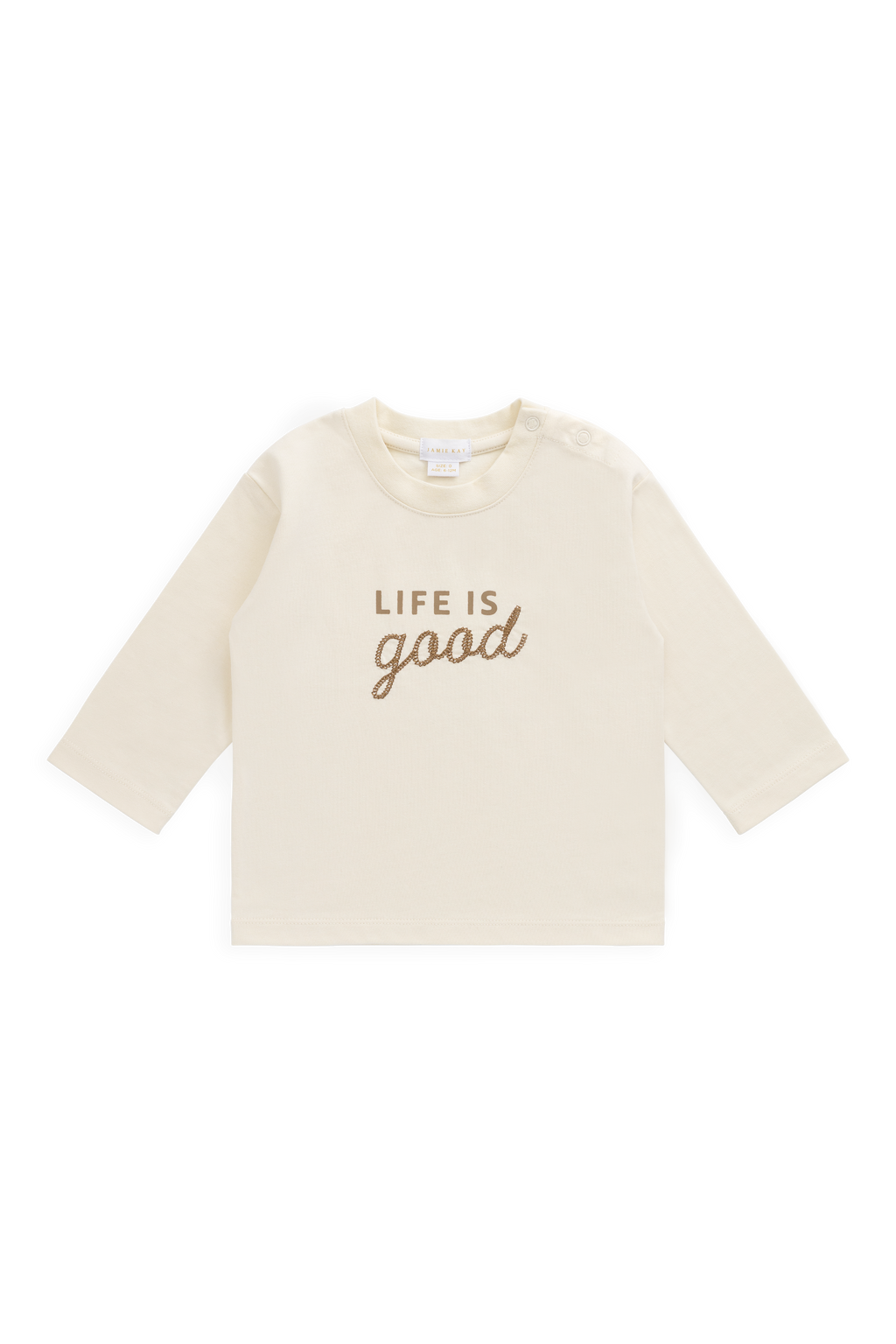 Haut à manches longues en coton biologique Classic Cloud avec imprimé Life is Good et coupe décontractée