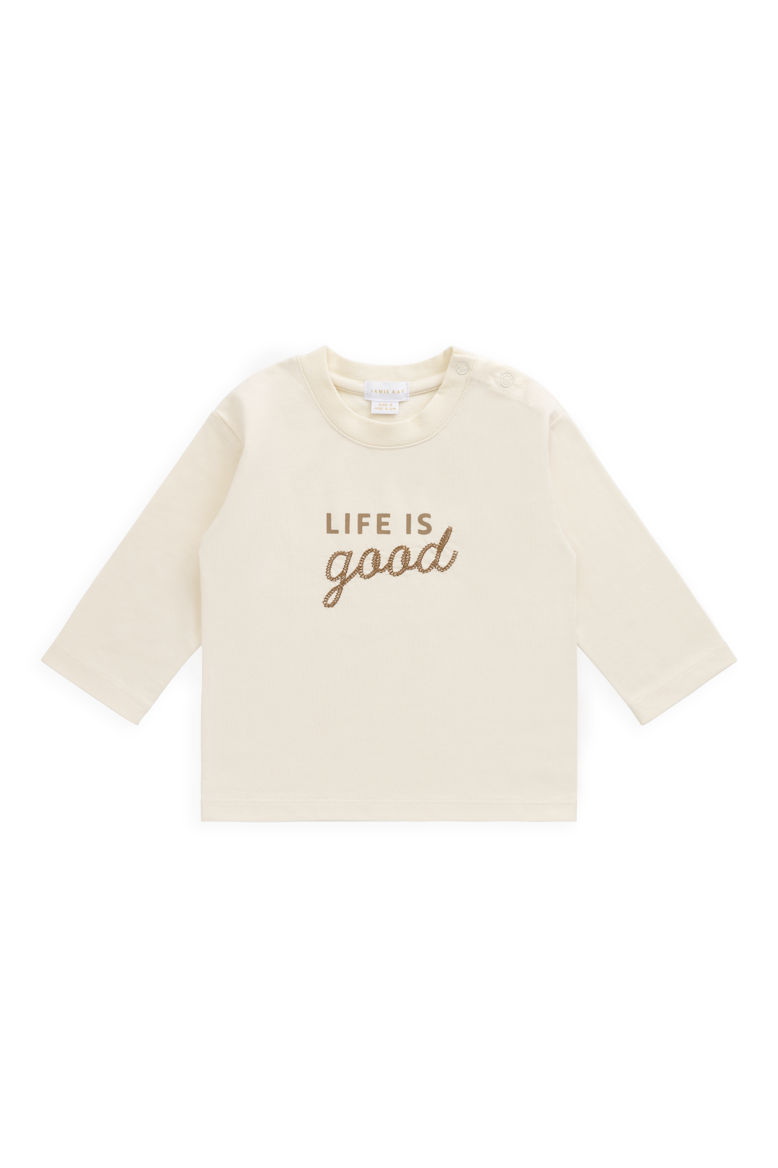 Haut à manches longues en coton biologique Classic Cloud avec imprimé Life is Good et coupe décontractée