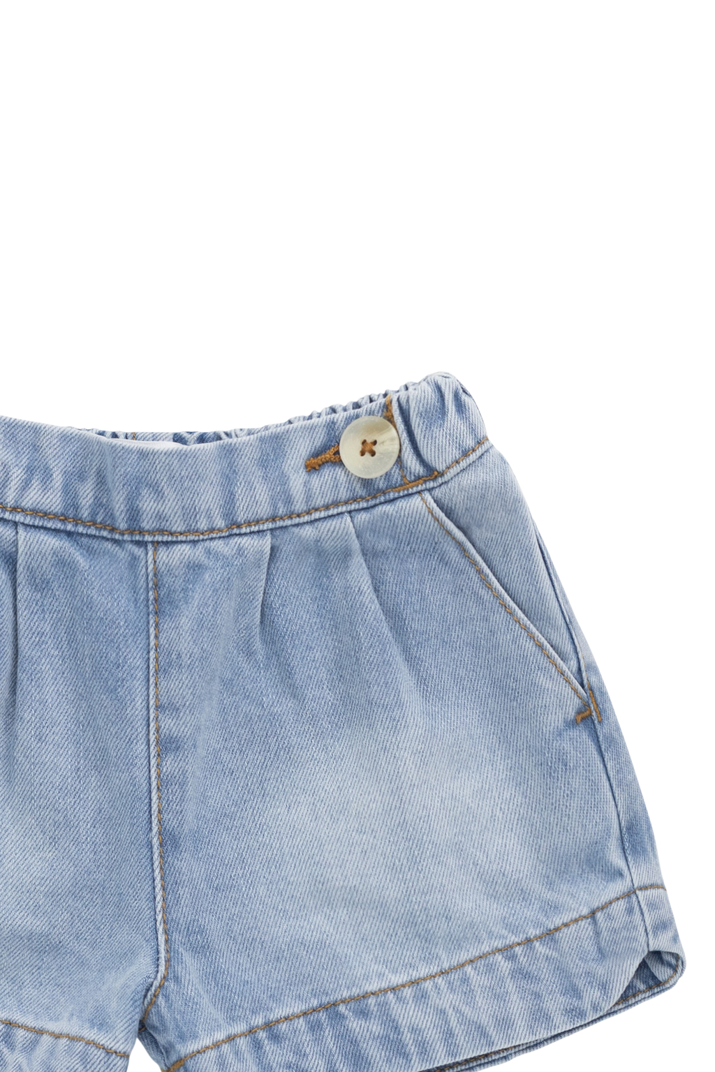 Short en jean délavé classique avec poches avant et ceinture boutonnée