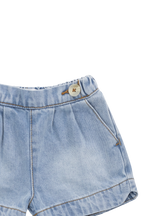 Short en jean délavé classique avec poches avant et ceinture boutonnée