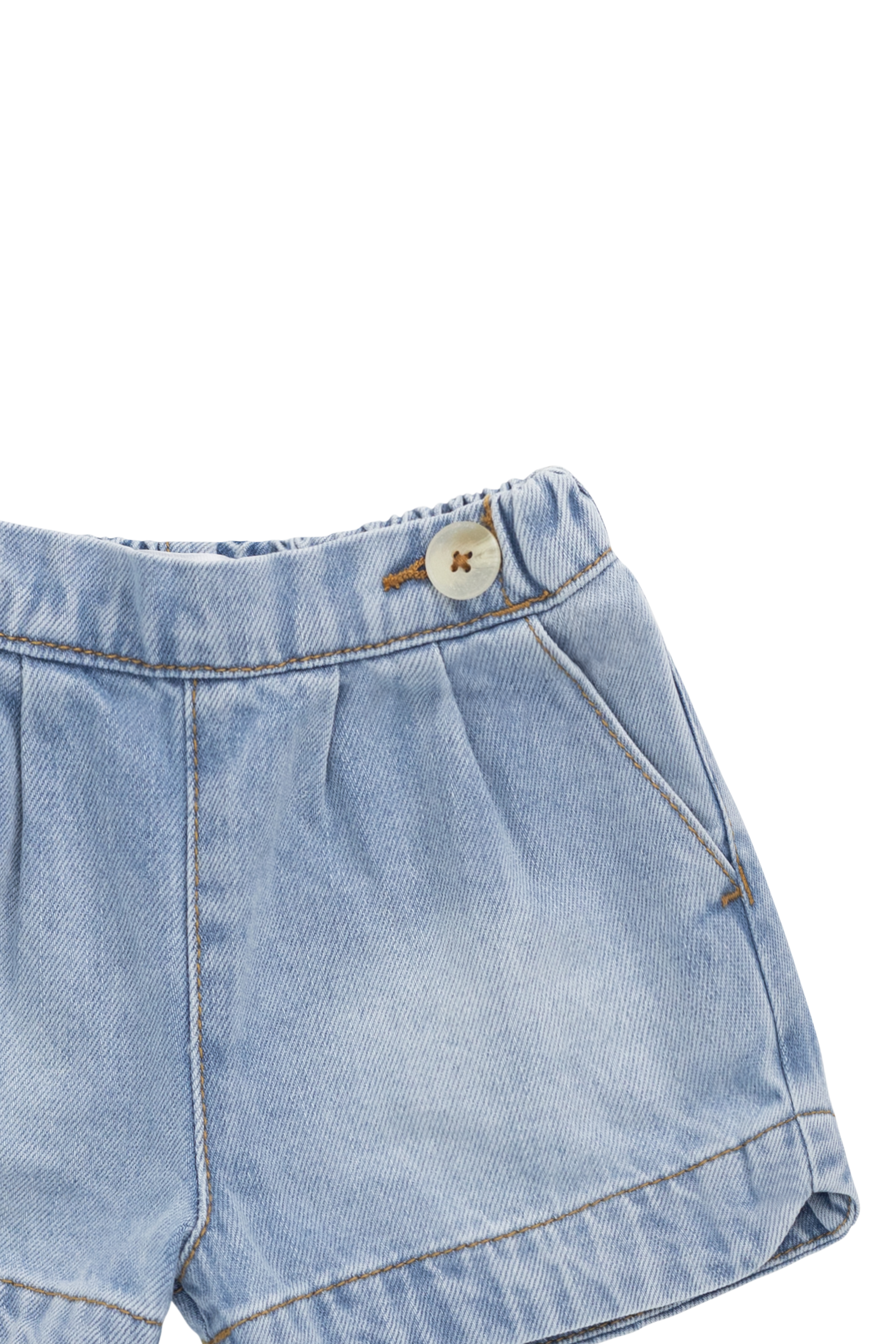 Short en jean délavé classique avec poches avant et ceinture boutonnée