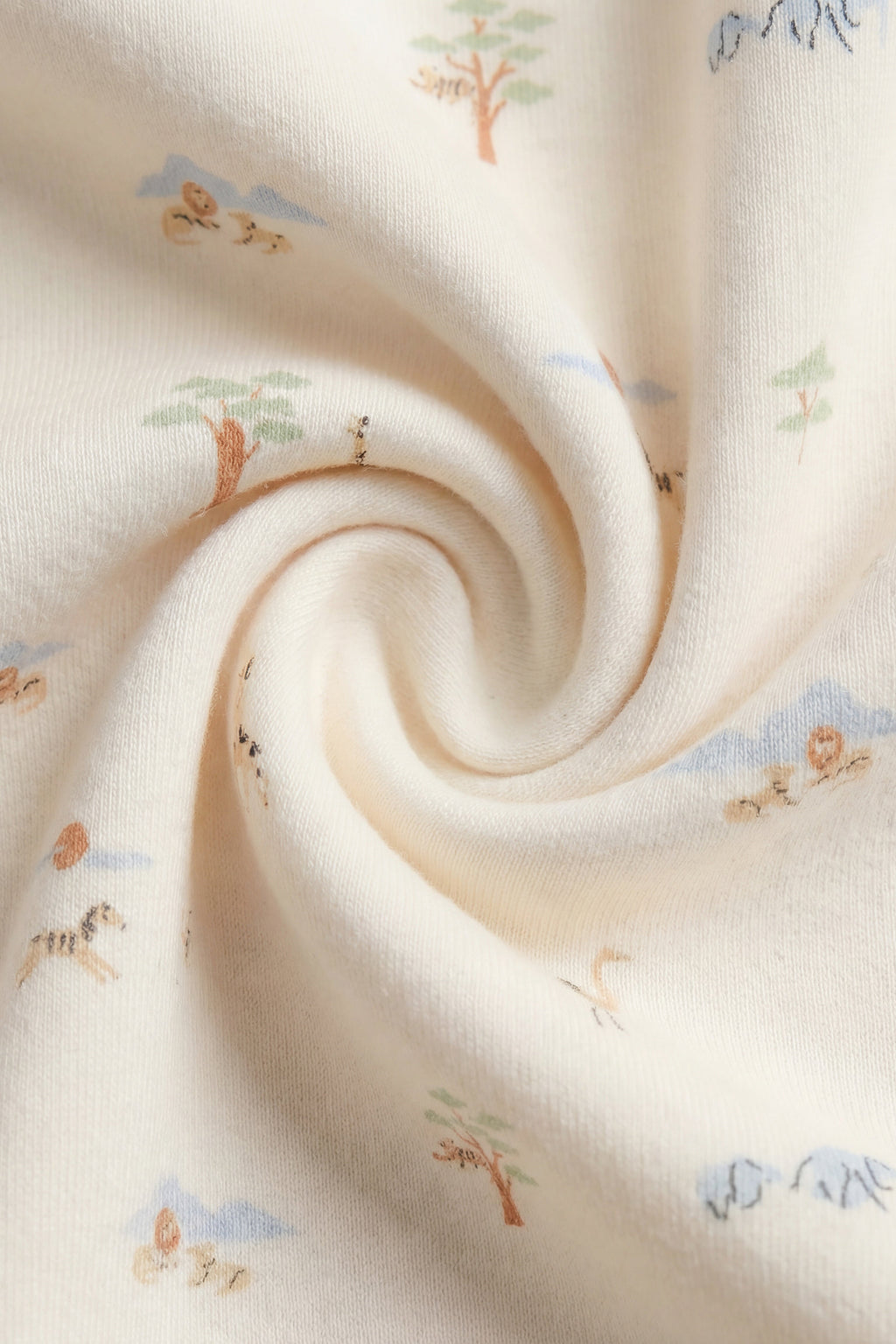 Cozy Cream Organic Cotton Blanket with Animal Motifs